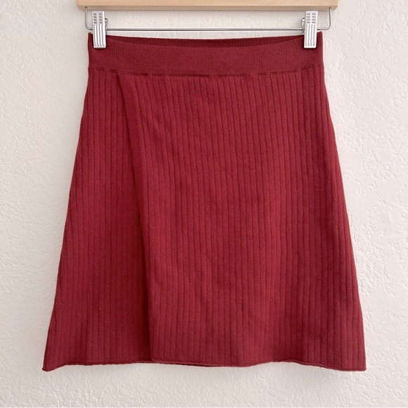 Free People Dresses & Skirts - Free People Ribbed Red Sweater Skirt | Size S